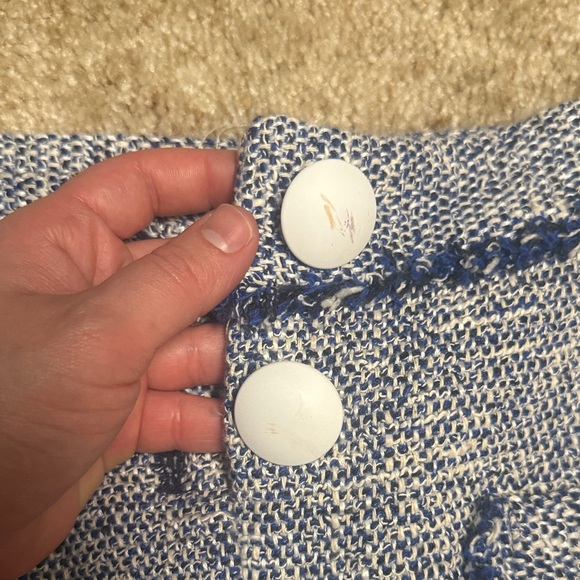 Zara Blue and White Tweed Skirt - Picture 2 of 5